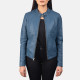 Kelsee Blue Leather Biker Jacket